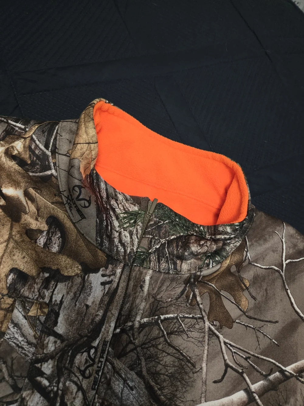 Men's Realtree Camo Fleece Jacket with Orange Lining Reversable 2xl